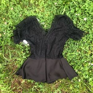 Black lace T-shirt